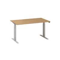 Výškově nastavitelné kancelářské stoly Alfa Up s šedým podnožím, 140 x 80 x 61,5-127,5 cm