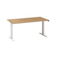 Výškově nastavitelné kancelářské stoly Alfa Up s bílým podnožím, 160 x 80 x 61,5-127,5 cm