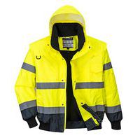 Reflexní nepromokavá bunda Bomber Contrast Hi-Vis, žlutá/tmavě modrá