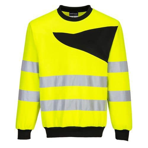 Mikina s výstřihem ke krku PW2 Hi-Vis, černá/žlutá