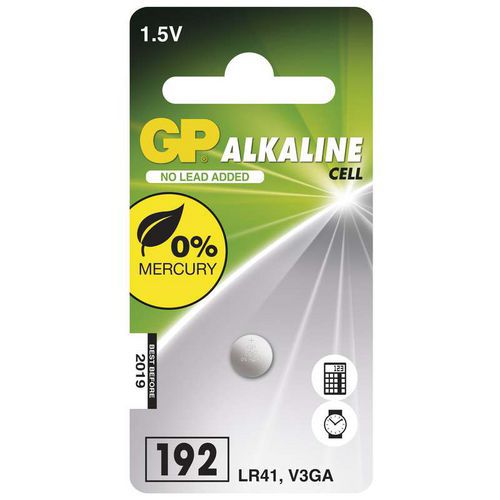 Alkalická knoflíková baterie GP LR41 (192F), blistr