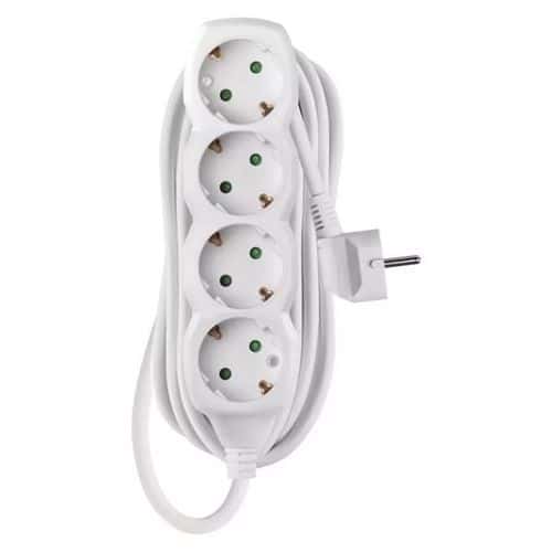 Prodlužovací kabel Emos, SCHUKO, bílý, PVC, 4 zásuvky, 5 m