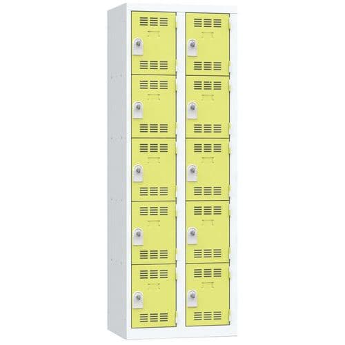 Svařované šatní skříně Vinco, 2 sloupce, 10 boxů, 300 mm, otočný uzávěr