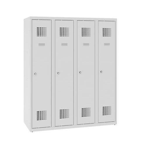 Snížené školní šatní skříně, 4 sloupce, 300 mm, tříbodový cylindrický zámek