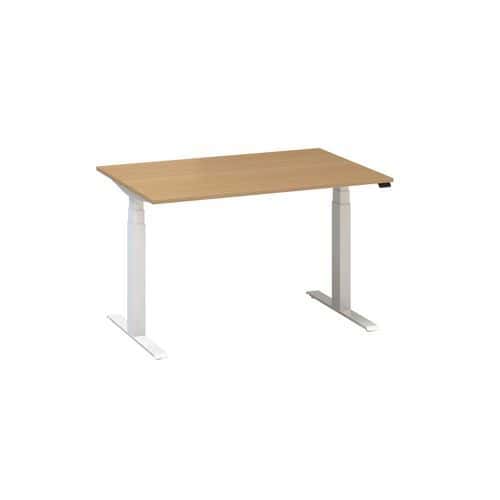 Výškově nastavitelné kancelářské stoly Alfa Up s bílým podnožím, 120 x 80 x 61,5-127,5 cm
