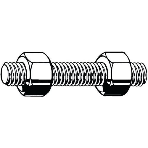 Svorník se 2 šestihrannými maticemi ASME B16.5/B18.2.2 Nerezocel ASTM A193 - ASTM A194 Gr.B8 Cl.2 - Gr.8