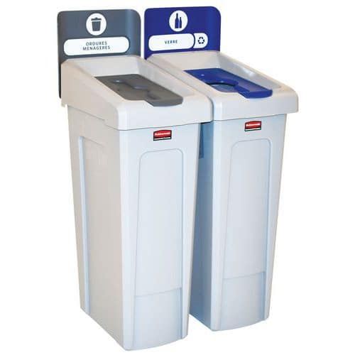 Recyklační stanice Slim Jim 174 l – Rubbermaid – etiketa FR