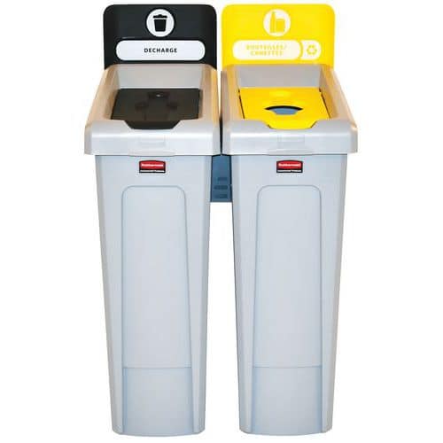 Recyklační stanice Slim Jim 174 l – Rubbermaid – etiketa FR