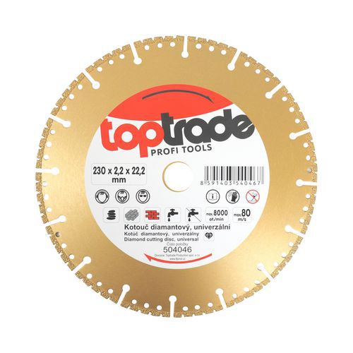 TOPTRADE kotouč diamantový, univerzální, 230 x 2,0 x 22,2 mm