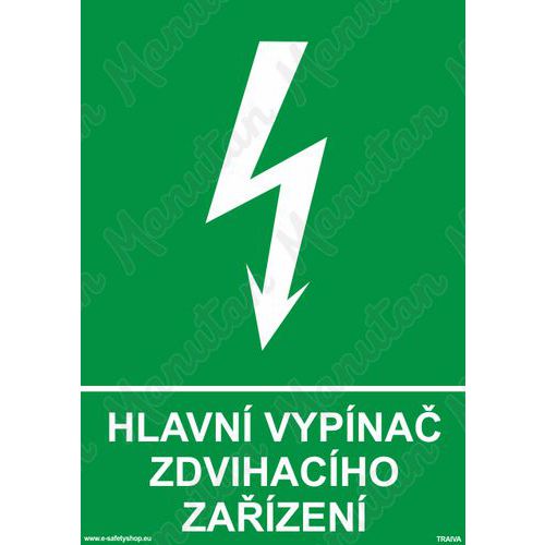 Tabulky bezpečí - Hlavní vypínač zdvihacího zařízení