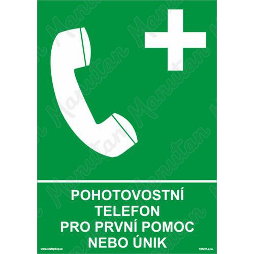 Tabulky bezpečí - Pohotovostní telefon pro první pomoc nebo únik