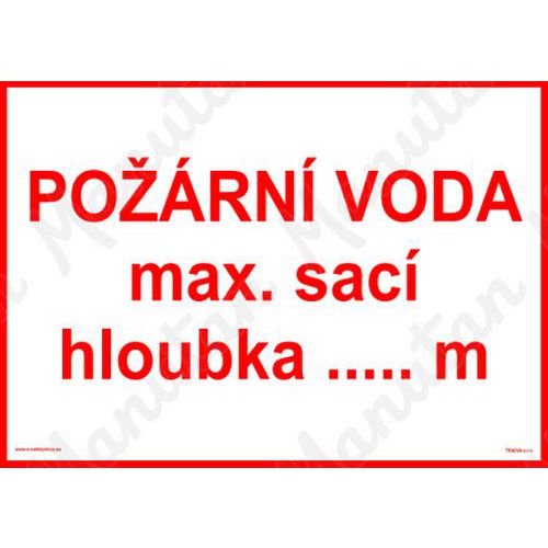 Požární tabulky - Požární voda max. sací hloubka m