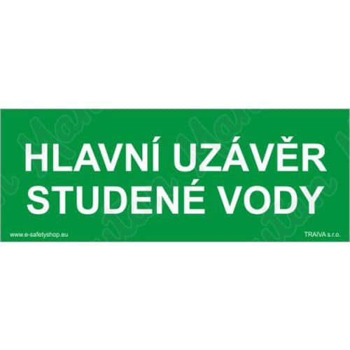 Tabulky bezpečí - Hlavní uzávěr studené vody