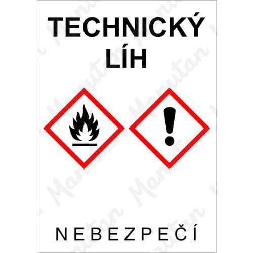 Výstražné GHS tabulky - Technický líh