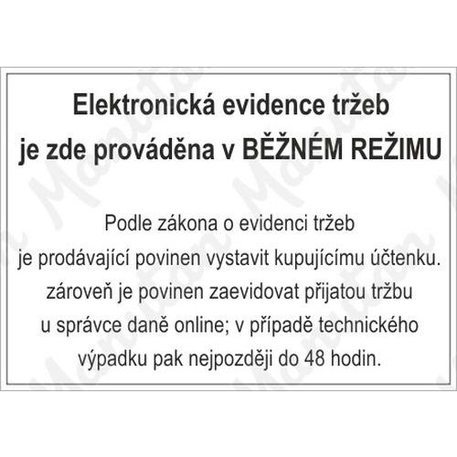 Informační tabulky - Elektronická evidence tržeb EET