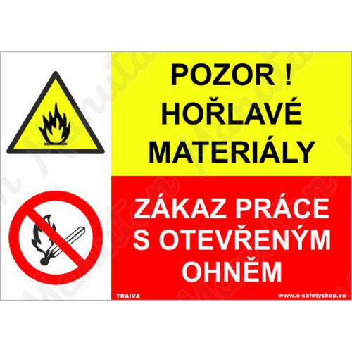 Výstražné tabulky - Pozor hořlavé materiály