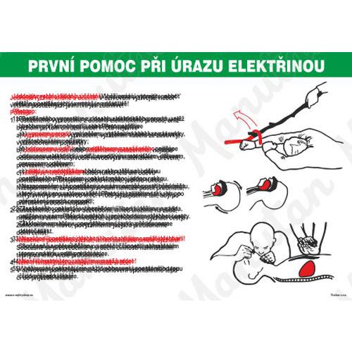 Informační tabulka - První pomoc při úrazu elektřinou