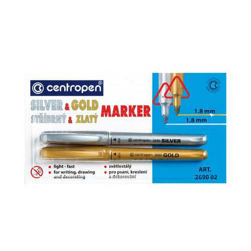 Popisovač CENTROPEN 2690/2 SILVER + GOLD