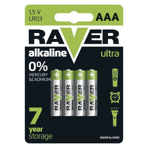 Alkalické baterie RAVER AAA (LR03)