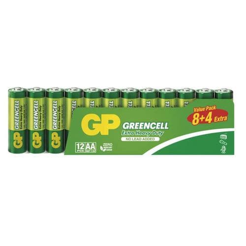 Zinková baterie GP Greencell AA (R6), 12 ks