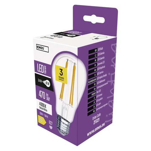 LED žárovky Filament A60, patice E27, 3,4 W