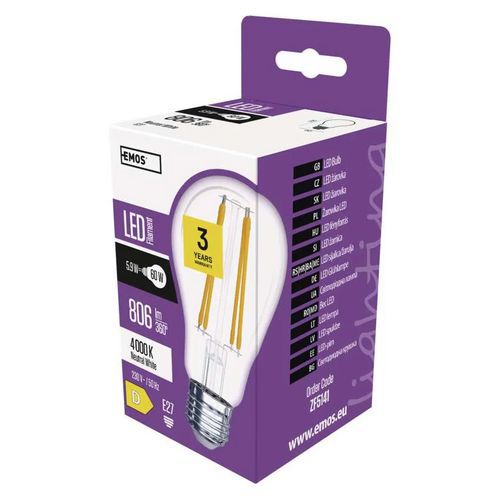 LED žárovky Filament A60, patice E27, 5,9 W