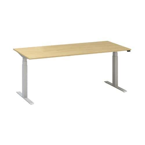 Výškově nastavitelné kancelářské stoly Alfa Up s šedým podnožím, 180 x 80 x 61,5-127,5 cm