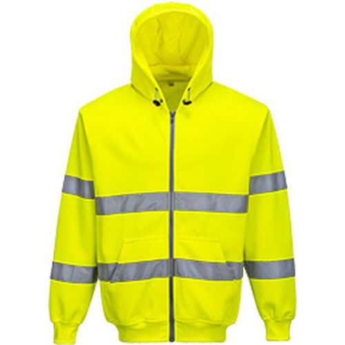 Reflexní mikina Hi-Vis na zip s kapucí, žlutá