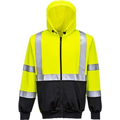 Reflexní mikina Hi-Vis na zip s kapucí, žlutá/černá