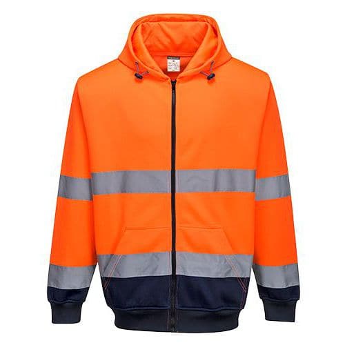 Reflexní mikina Elfi Hi-Vis na zip, oranžová/modrá