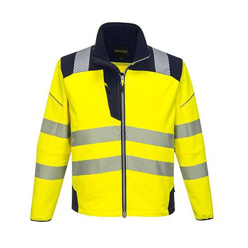 Reflexní softshelová bunda PW3 Hi-Vis, žlutá/modrá