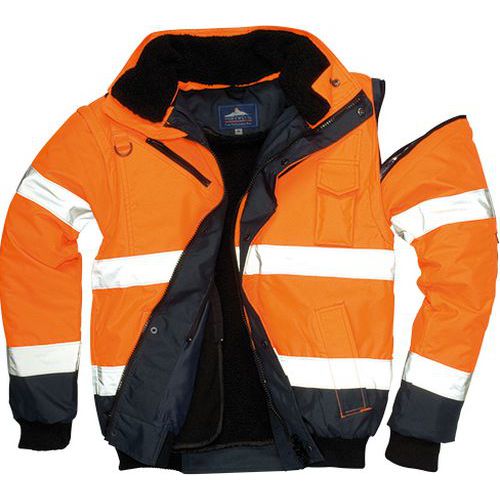 Reflexní nepromokavá bunda Bomber Contrast Hi-Vis, oranžová/modrá