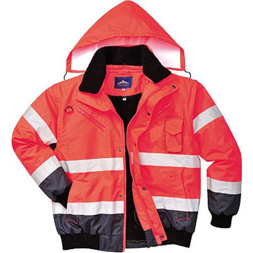 Reflexní nepromokavá bunda Bomber Contrast Hi-Vis, červená/tmavě modrá