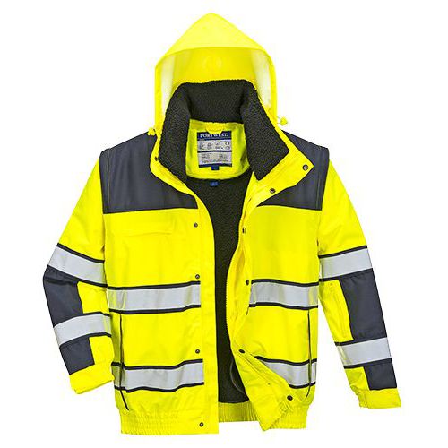 Reflexní nepromokavá bunda Bomber Classic Hi-Vis, žlutá/modrá