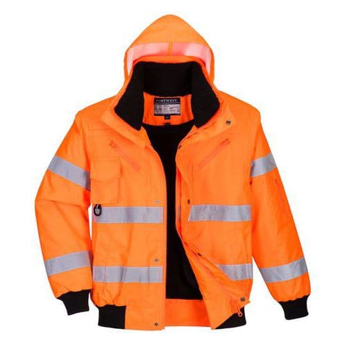 Reflexní nepromokavá bunda Bomber Hi-Vis 3v1, oranžová