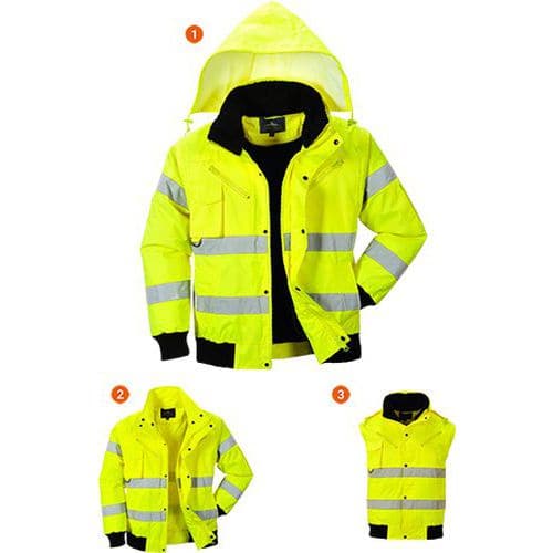 Reflexní nepromokavá bunda Bomber Hi-Vis 3v1, žlutá