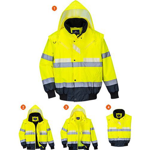 Reflexní nepromokavá bunda Glowtex Hi-Vis 3v1, žlutá/modrá