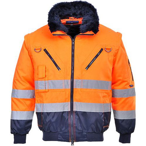 Reflexní nepromokavá bunda Hi-Vis 3v1, oranžová/modrá