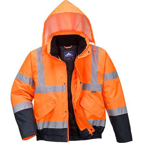 Reflexní nepromokavá bunda bomber Hi-Vis, oranžová/modrá