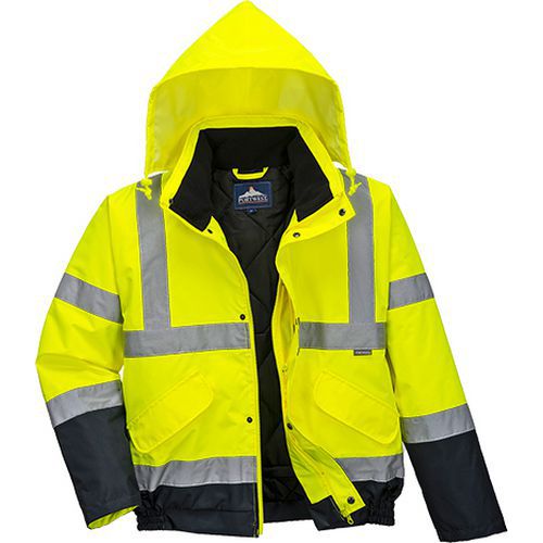 Reflexní nepromokavá bunda bomber Hi-Vis, žlutá/modrá