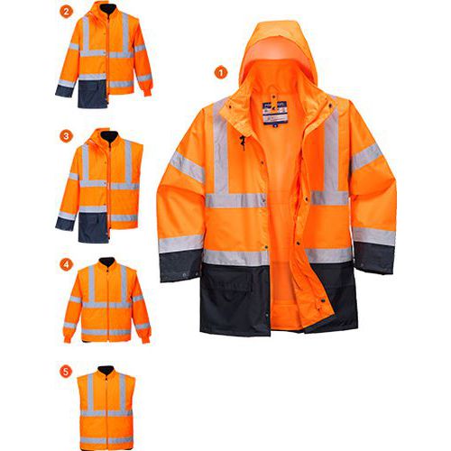 Reflexní nepromokavá bunda Essential Hi-Vis 5v1, oranžová/modrá