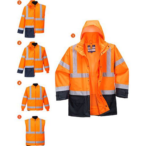 Reflexní nepromokavá bunda Executive Hi-Vis 5v1, oranžová/modrá