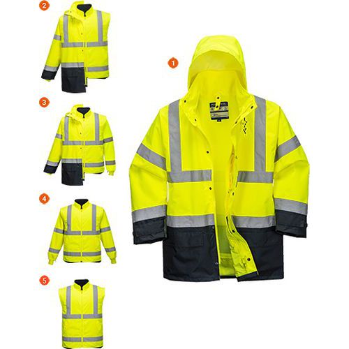 Reflexní nepromokavá bunda Executive Hi-Vis 5v1, žlutá/modrá