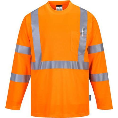 Reflexní tričko s dlouhým rukávem Pocket Hi-Vis, oranžové