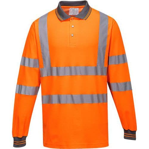 Reflexní polokošile s dlouhým rukávem Cotton Comfort Plus Hi-Vis, oranžová