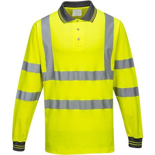 Reflexní polokošile s dlouhým rukávem Cotton Comfort Plus Hi-Vis, žlutá