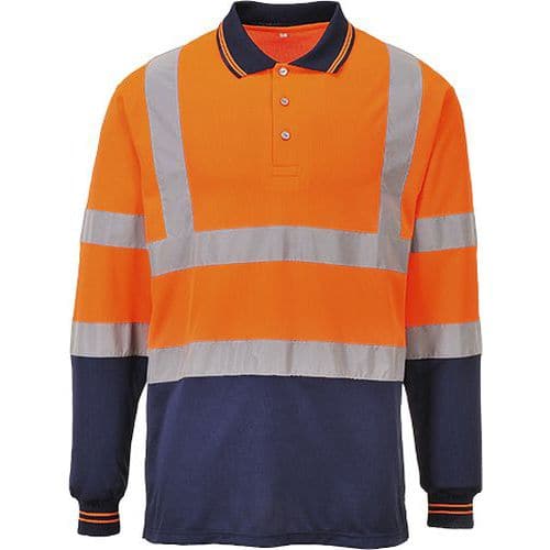 Reflexní polokošile s dlouhým rukávem Plus Hi-Vis, oranžová/modrá