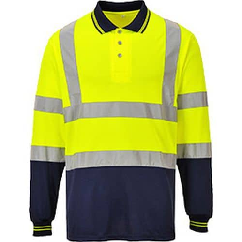 Reflexní polokošile s dlouhým rukávem Plus Hi-Vis, žlutá/modrá