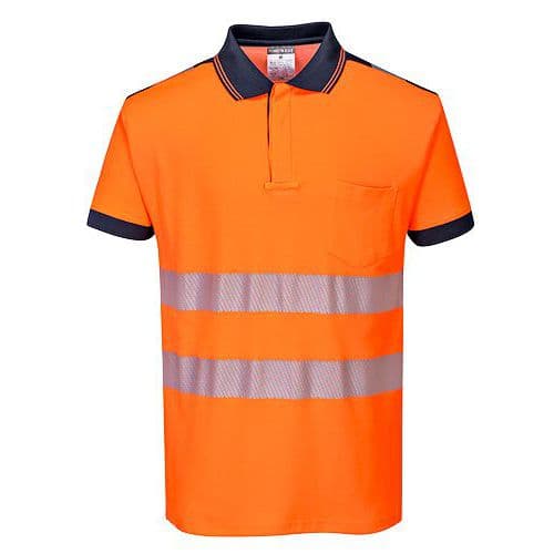 Reflexní polokošile s krátkým rukávem PW3 Hi-Vis, oranžová/modrá