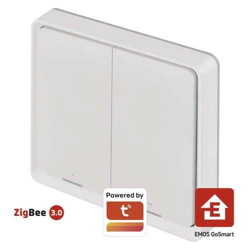 Přenosný ovladač scén GoSmart IP-2002ZW, ZigBee 3.0, 2-tlačítkový